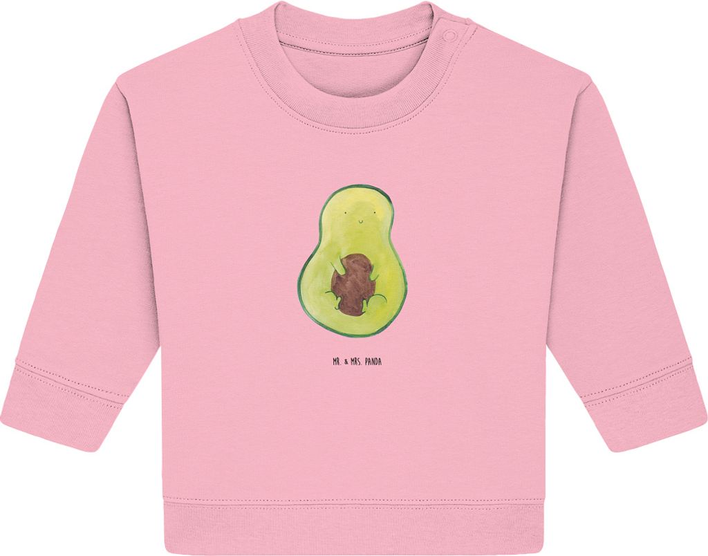 Mr. & Mrs. Panda Organic Baby Pullover Avocado Kern 12. - 18. Monat - Baumwolle Pink - Geschenk, Bullover, Spruch Leben, Avokado, Pflanze