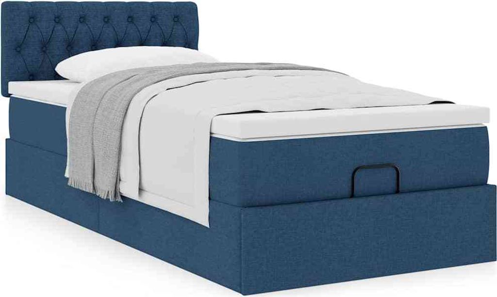 Maison Exclusive - Ottoman-Bett mit Matratze Blau 90x190 cm Stoff