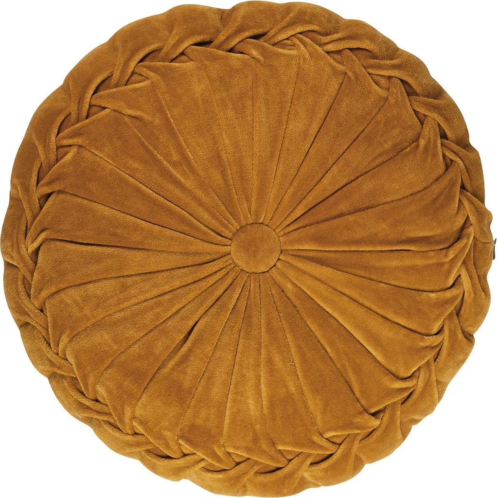 Kissen - Senffarben - Ø 40 cm - Samtoptik