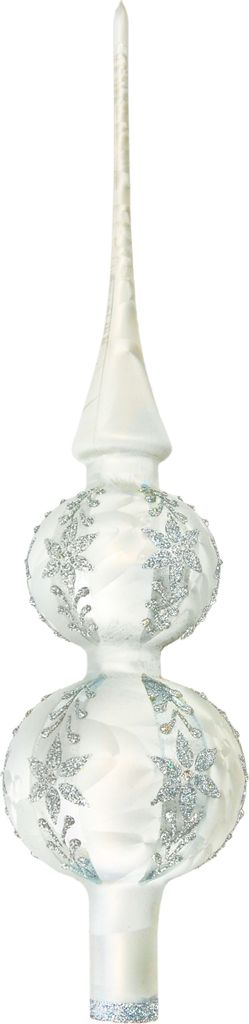 Krebs Glas Lauscha Christbaumspitze Eislack Silber - Größe Produktbild 