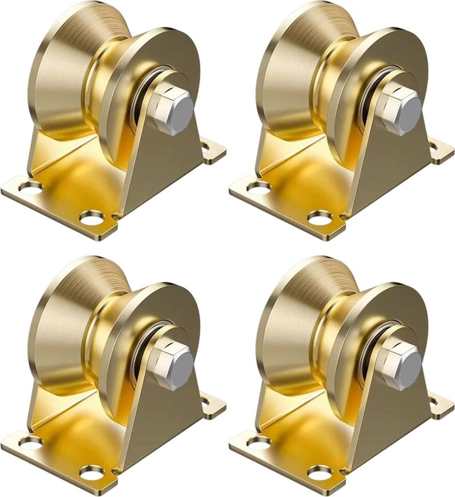 Industrielles Rillenrad, Richtungsrad, starres Stahlrad, U-Rillenräder für Schiebetore, Drahtseilschienen, Rückwärtsschienen, 4er-Pack (2 Zoll/...