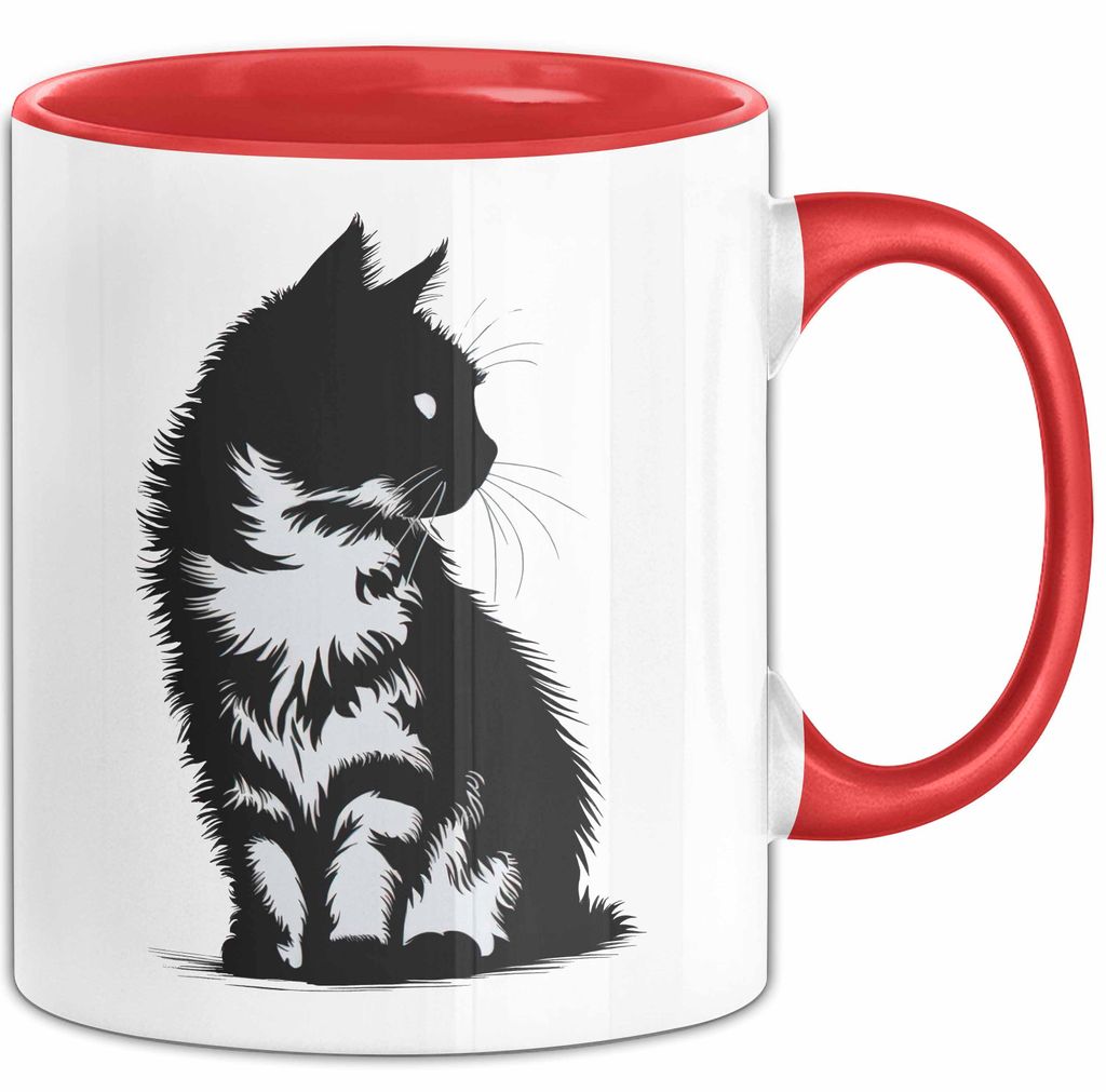 Katzen Tierliebhaber Tasse Geschenk Lustige Geschenkidee Spruch (Rot)