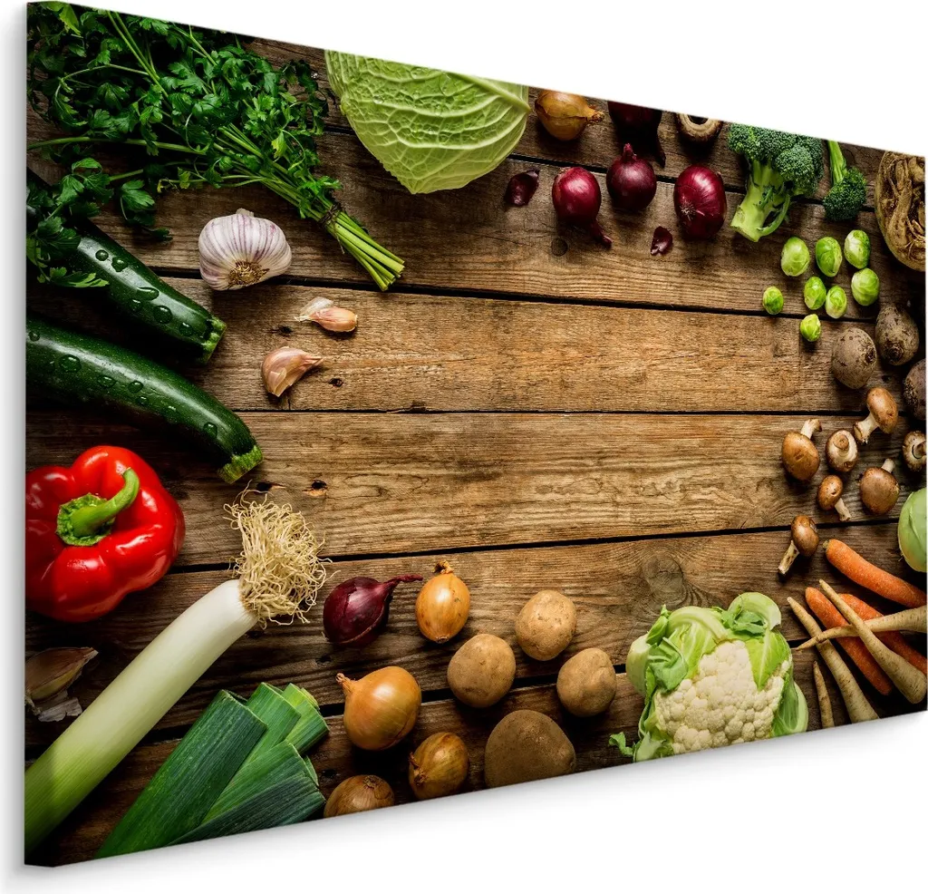 Stampa Artistica Verdure 90x60 cm XXL - Quadro Moderno Legno Cucina