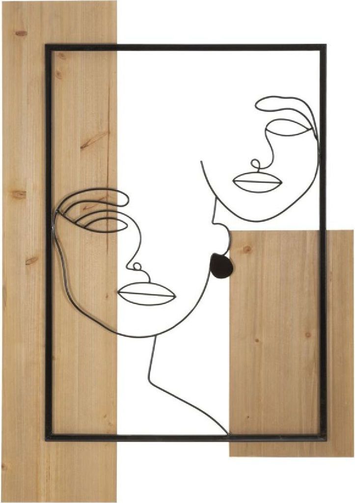 Mauro Ferretti Wandpaneel Gesichter 63x2x90 cm schwarz braun