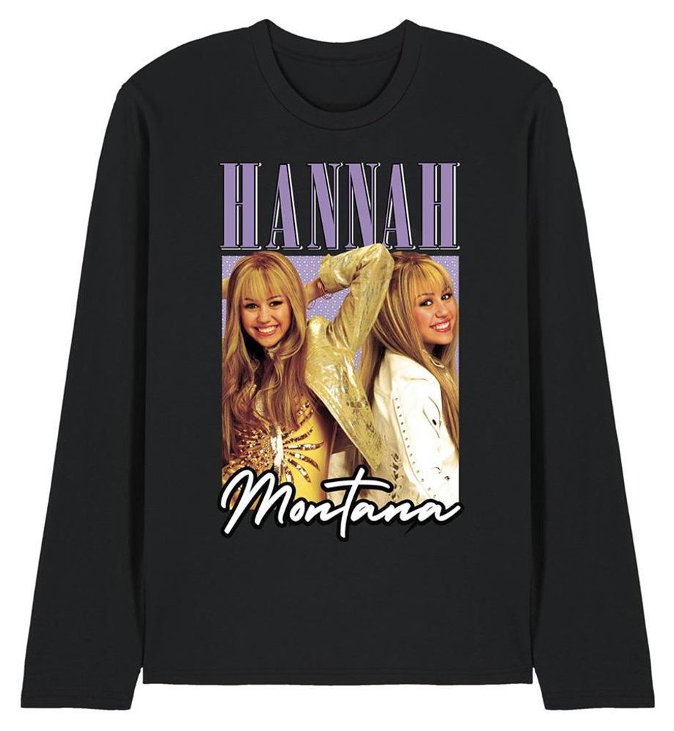 Hannah Montana - T-Shirt für Herren/Damen Uni, Langärmlig TV34820 (L) (Schwarz)