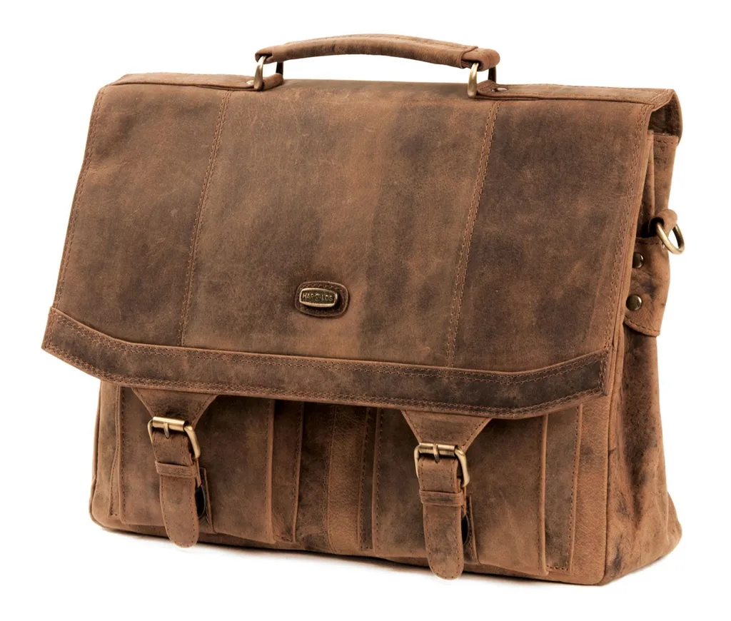 Sac Porte-Documents Harold's Antic Cuir Marron - Serviette Pro Compacte - 2