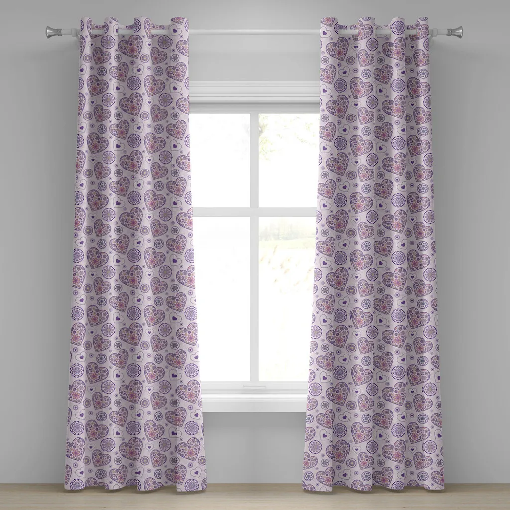 Rideau à œillets motifs Fleurs Artistiques Violet et Rose 280x245 cm