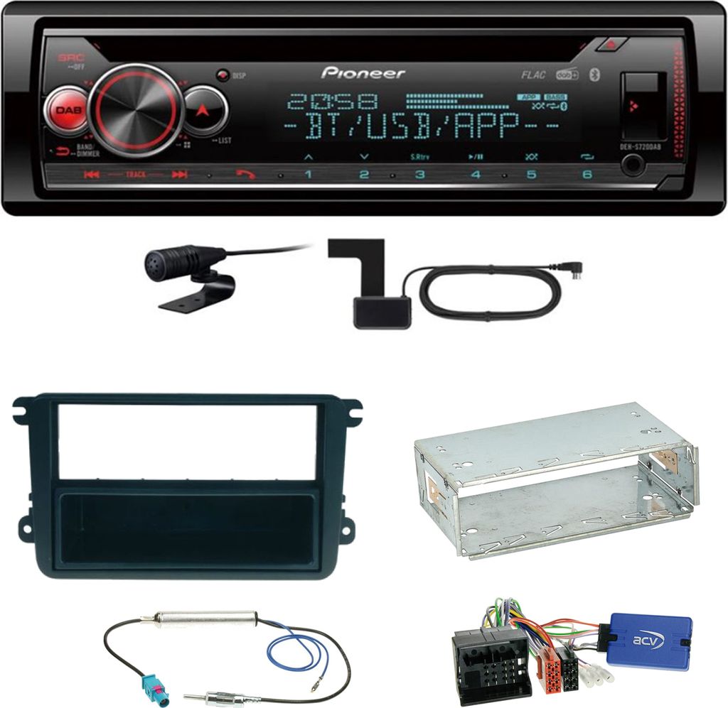 Pioneer DEH-S720DAB Bluetooth USB Einbauset für EOS Polo Caddy Amarok Scirocco