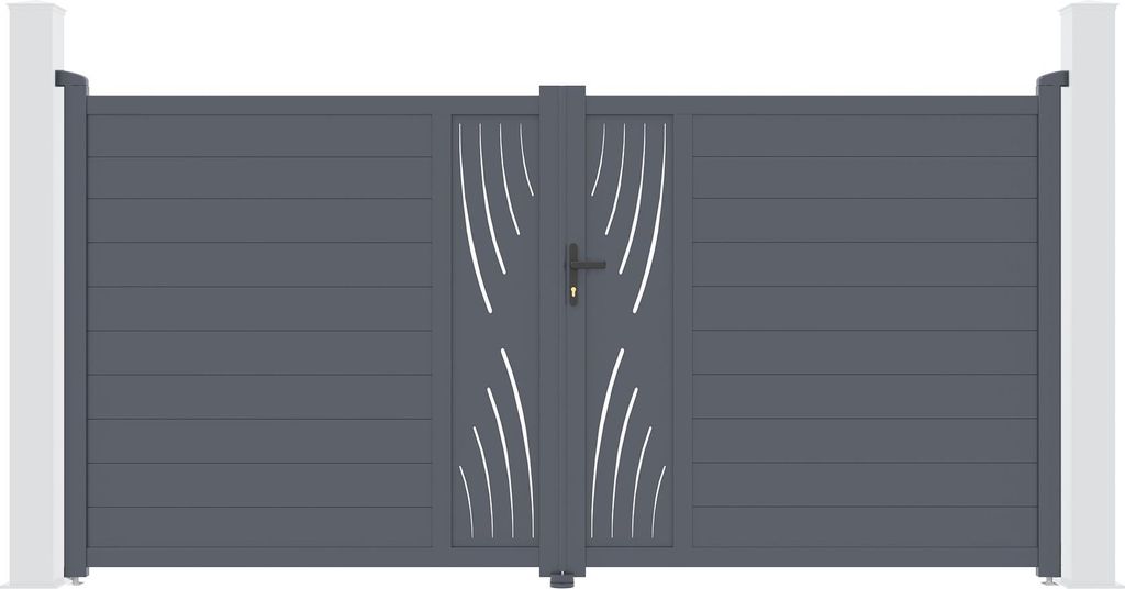 Doppelflügeltor aus Aluminium 3,5m VELETA H.180cm grau