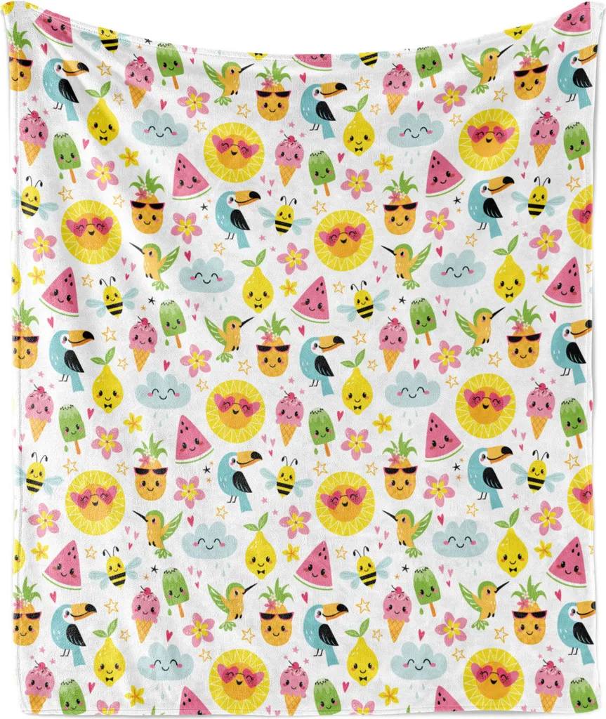 Coperta Pile ABAKUHAUS 125x175 cm - Personaggi Estivi per Asilo