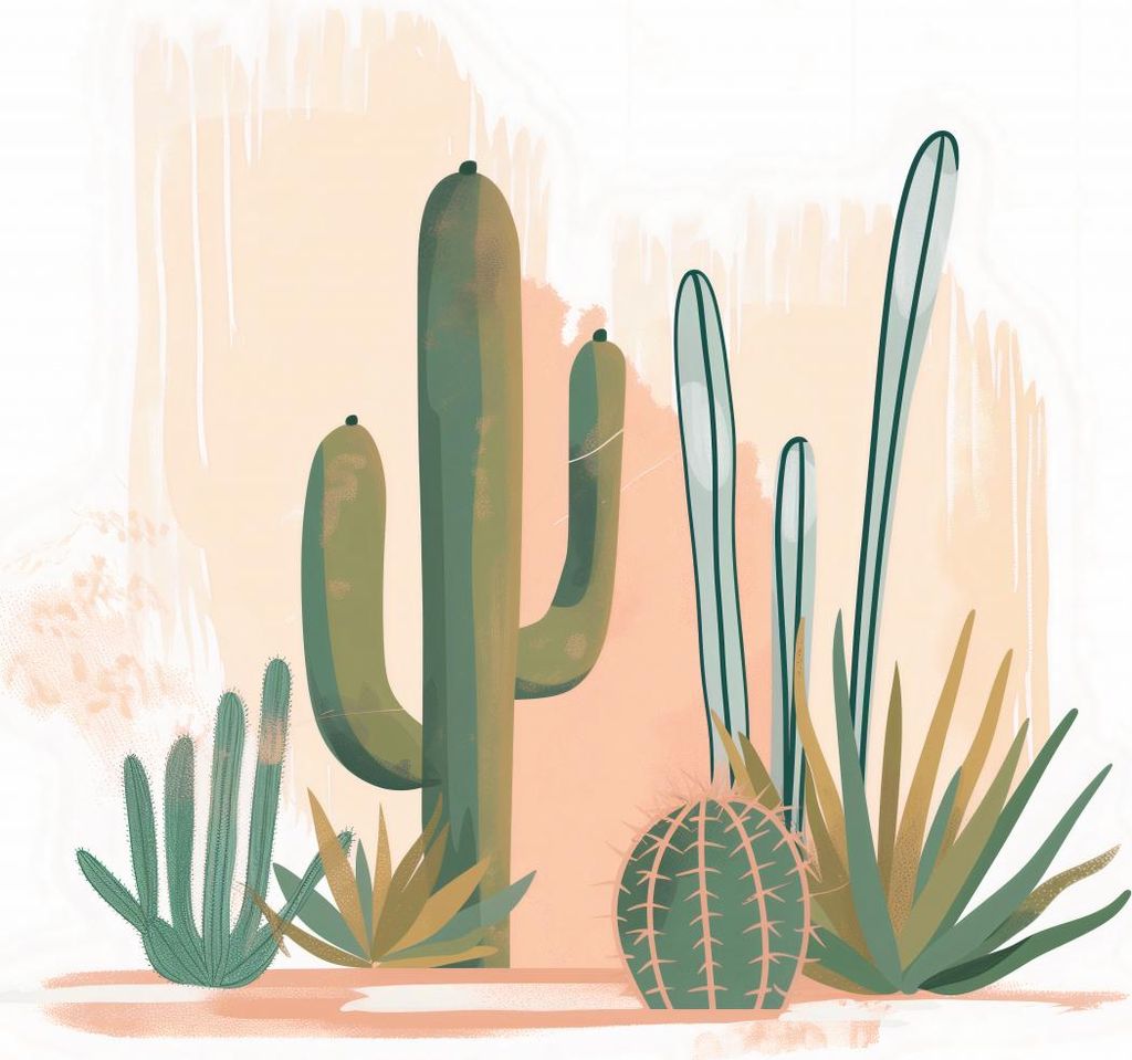 Plakat 60x60cm Kaktusillustration
