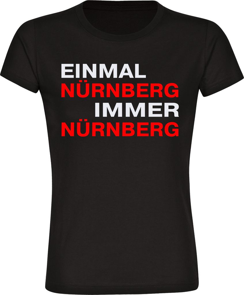 multifanshop Damen T-Shirt - Nürnberg - Einmal Immer, schwarz, Größe L