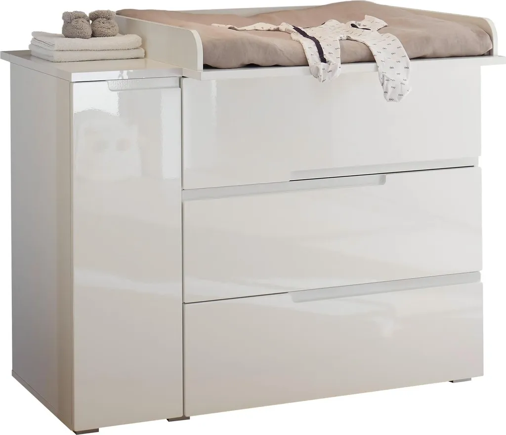 Commode à langer Spice Blanc Laqué Haute Brillance 120x102x80 cm