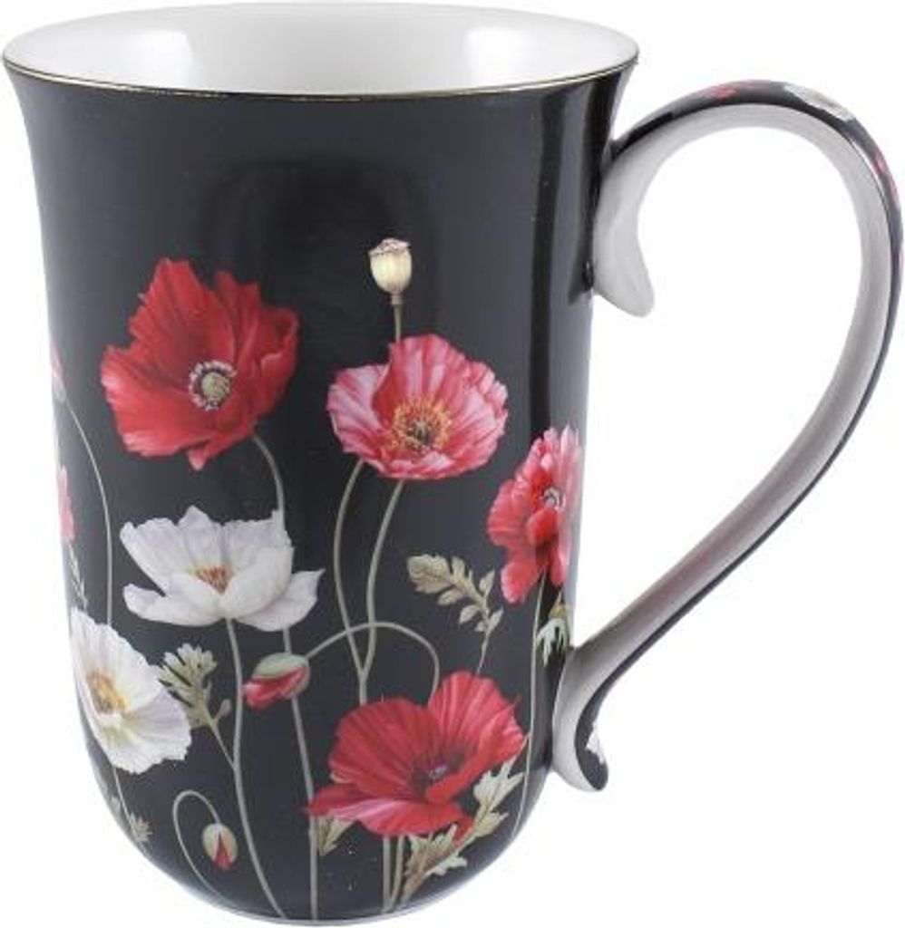 Home Elements Porzellanbecher Mohnblumen Schwarz, 250 ml Produktbild 