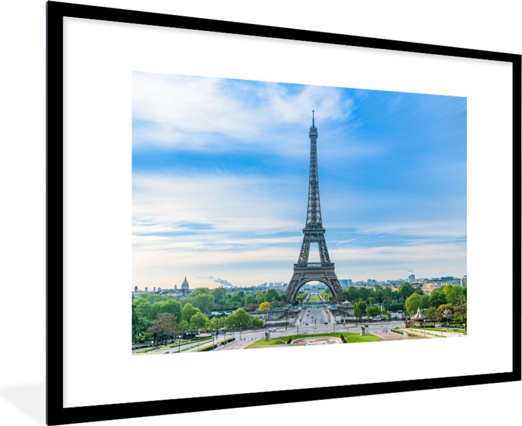 MuchoWow Gerahmtes Poster Der Eiffelturm in farbenprächtiger Umgebung 90x60 cm - Poster mit Schwarzem Bilderrahmen Wandposter Rahmen Foto Bilder...