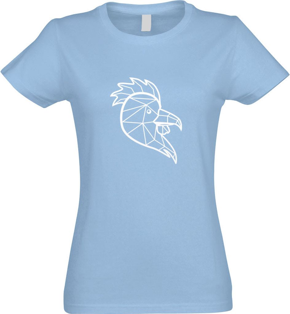 Kiwistar - T-Shirt tailliert - Damen - himmelblau - Polygon Hahn Gockel Tier Art - mit Motiv Bedruckt - Funshirt Design - Sport - Freizeit - Damen - M