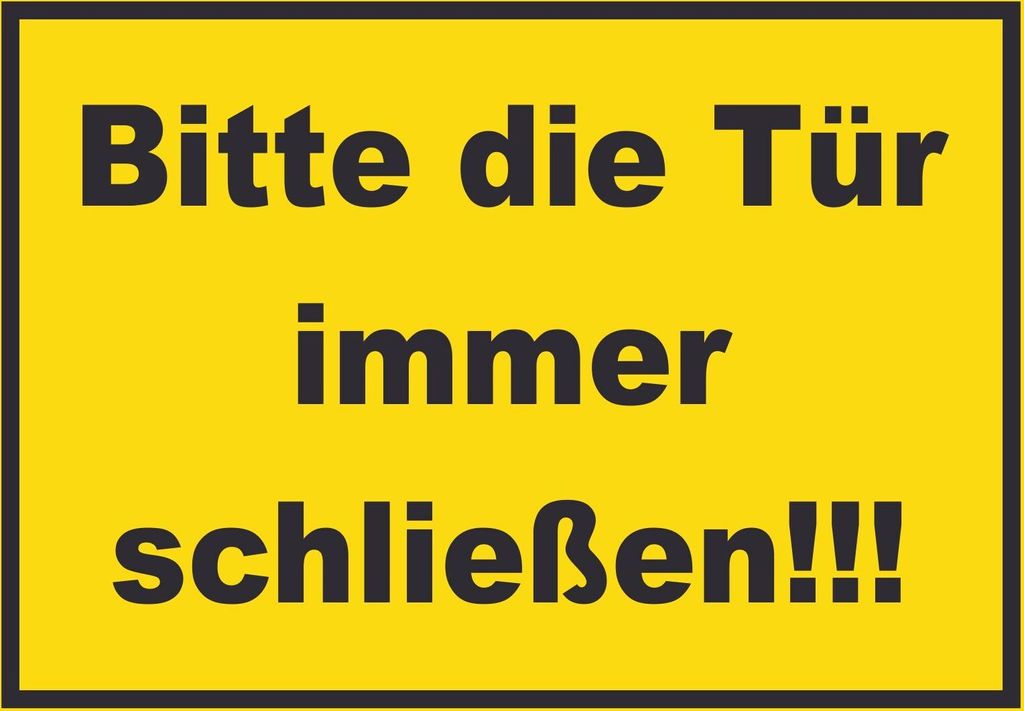 Schild Bitte die Tür immer schließen gelb-schwarz A2 Rückseite selbstklebend