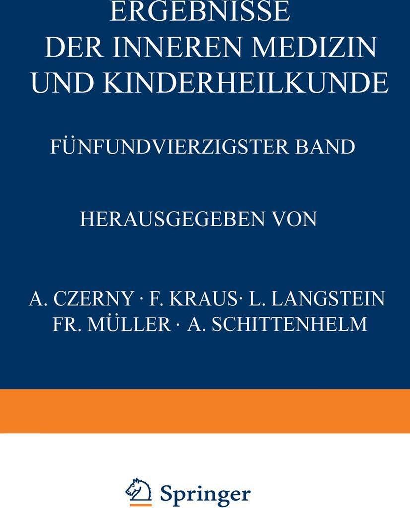 Ergebnisse der Inneren Medizin und Kinderheilkunde