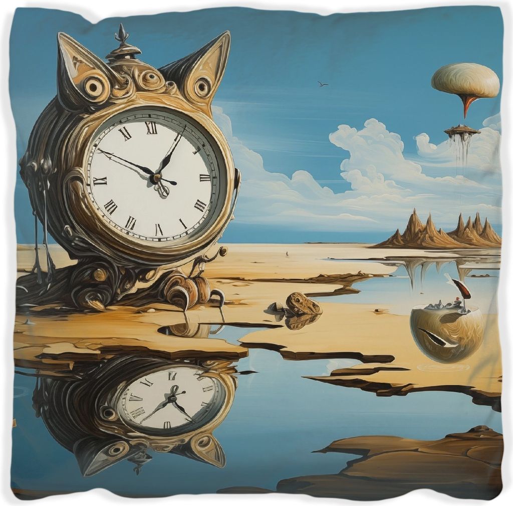 Wallario Premium Kissen, weiche Oberfläche, mit Motiv Spiegelungen der Zeit, Größe: 60 x 60 cm, mit weißer Rückseite