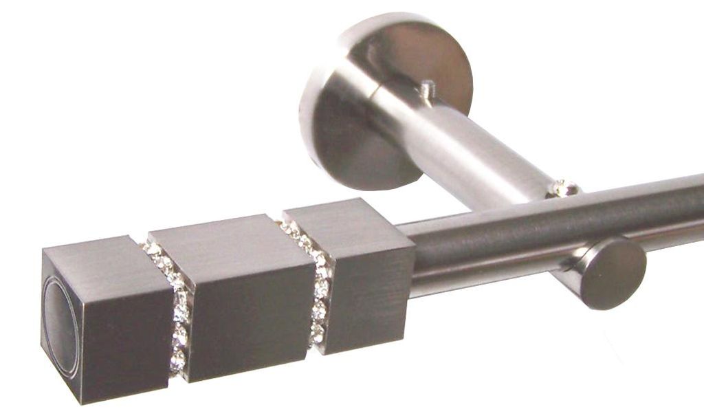 Gardinenstange Set Edelstahl Look Metall Ø 16mm zur Produktbild 