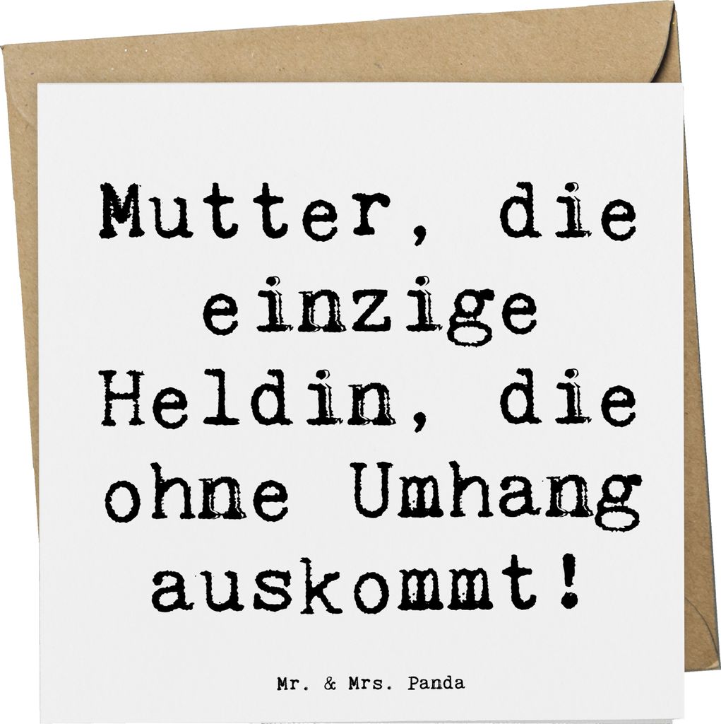 Mr. & Mrs. Panda Grußkarte Spruch Heldin Mutter - Weiß - Produktbild 