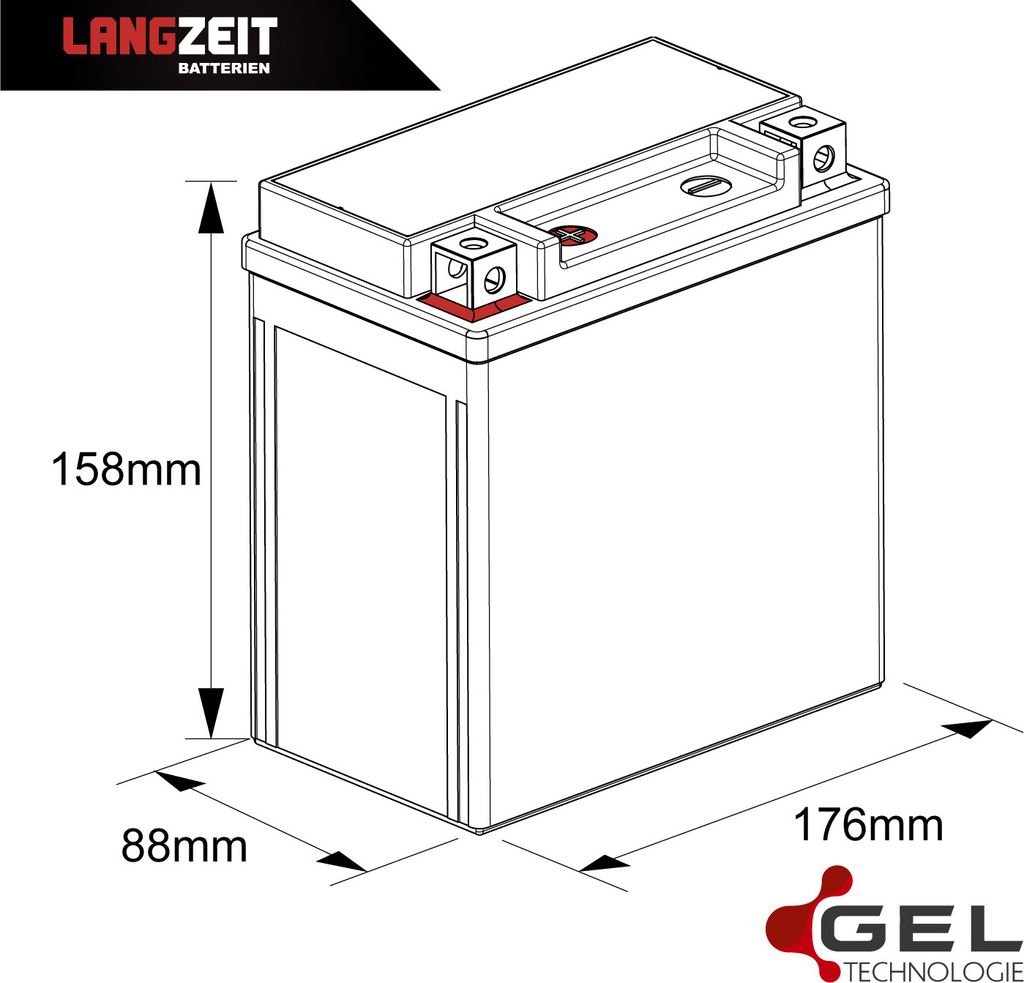 ATOM Gel Motorradbatterie 12V 20Ah – YTX20-BS, Wartungsfrei, Vibrationsfest