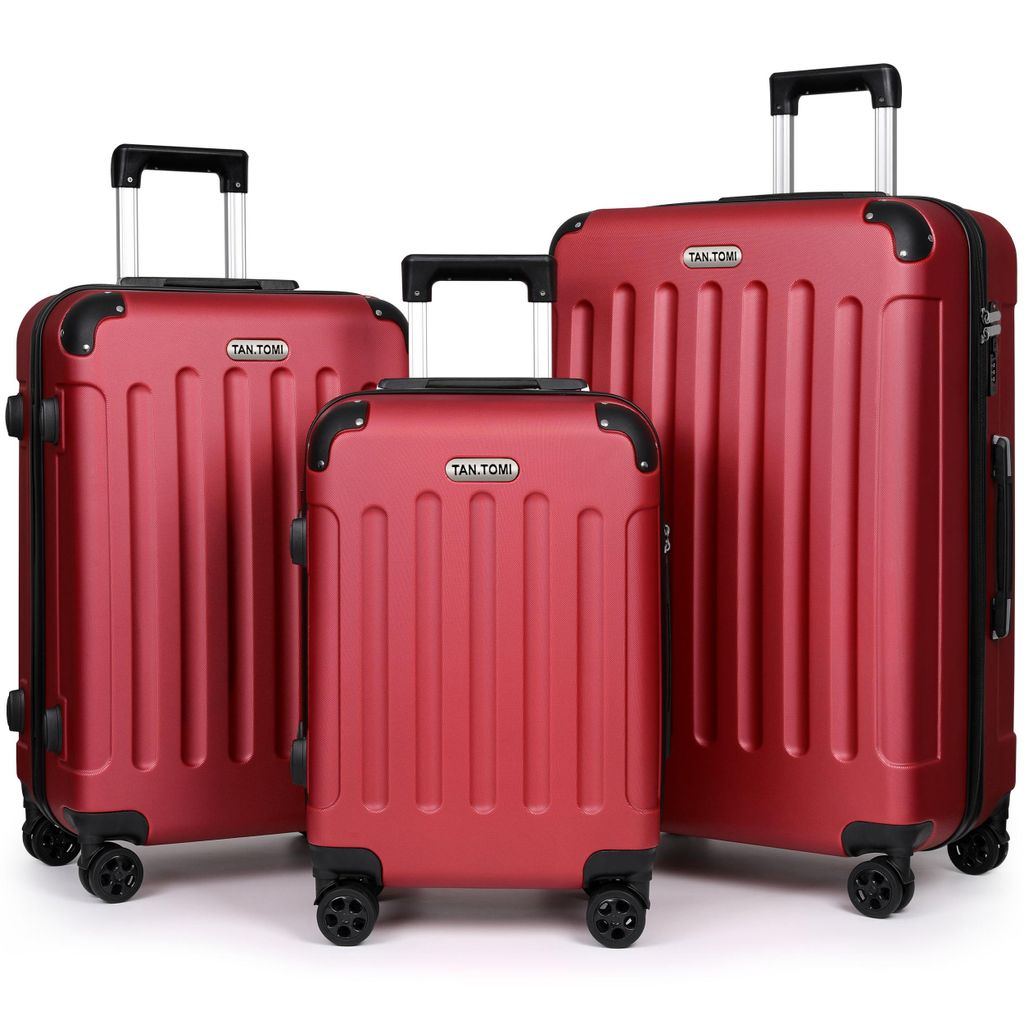 Kofferset 3-Tlg Reisekoffer Koffer Kofferset Trolleys Hartschale, 4 Rollen, Trolley Handgepäck Große Kapazität mit 4 Rollen und Zahlenschloss