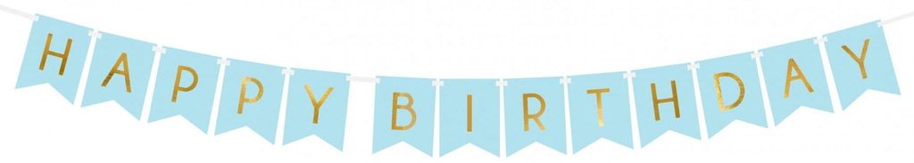 Happy Birthday Banner, Hellblau, 15 x 175 cm Produktbild 