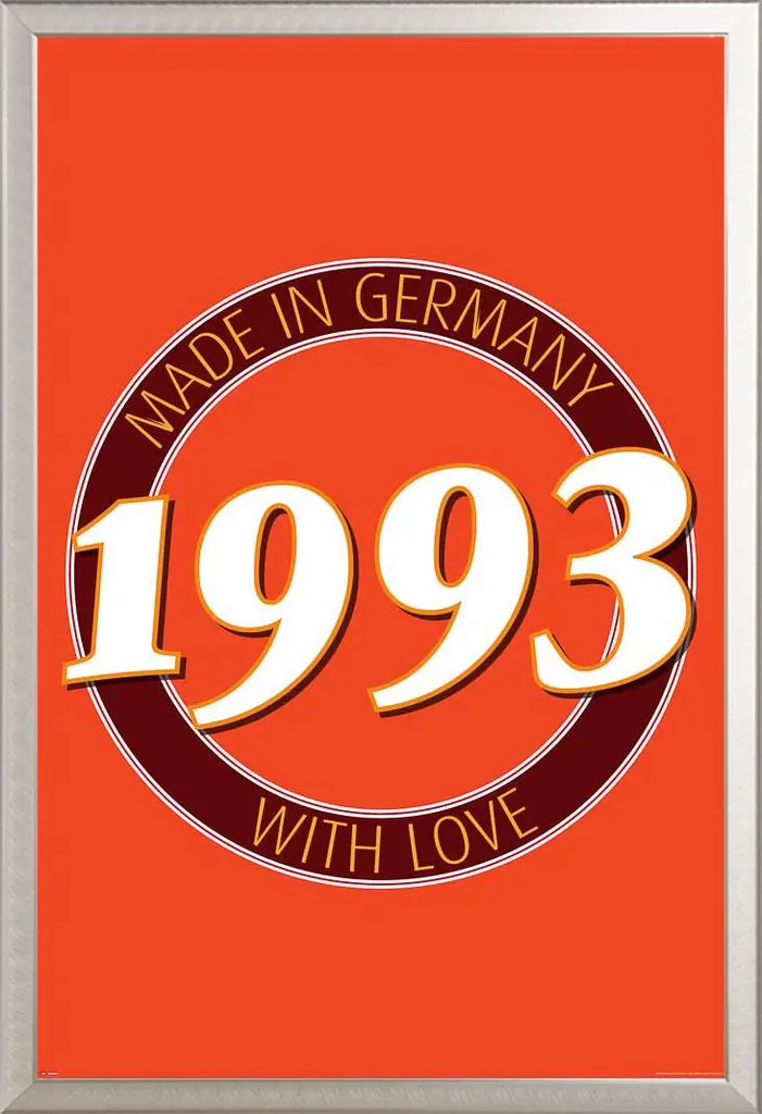 Poster Compleanno 1993 Germania con Cornice Shinsuke Alluminio Argento