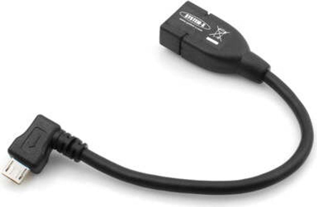 SYSTEM-S USB-OTG-Adapterkabel On-the-go Micro USB 90 Grad rechts gewinkelt 90° Winkelstecker zu USB 2.0 Typ A Host Kabel