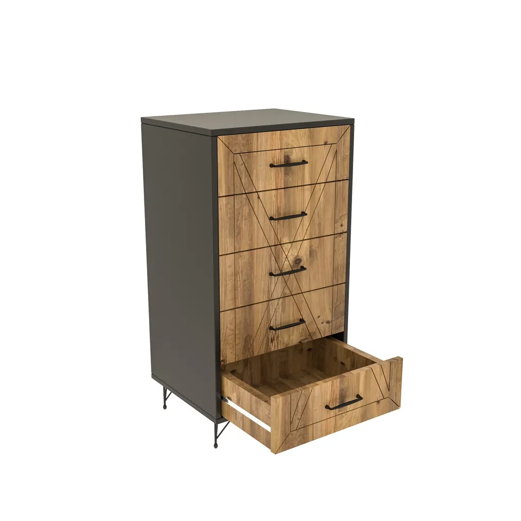 Commode en mélaminé anthracite PlanetKLN 95 cm de haut style épuré
