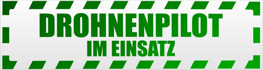 Kiwistar Drohnenpilot Einsatz gestreift Magnetschild Schild magnetisch - 20cm Grün - reflektierend - Magnetfolie für Auto PKW Kfz