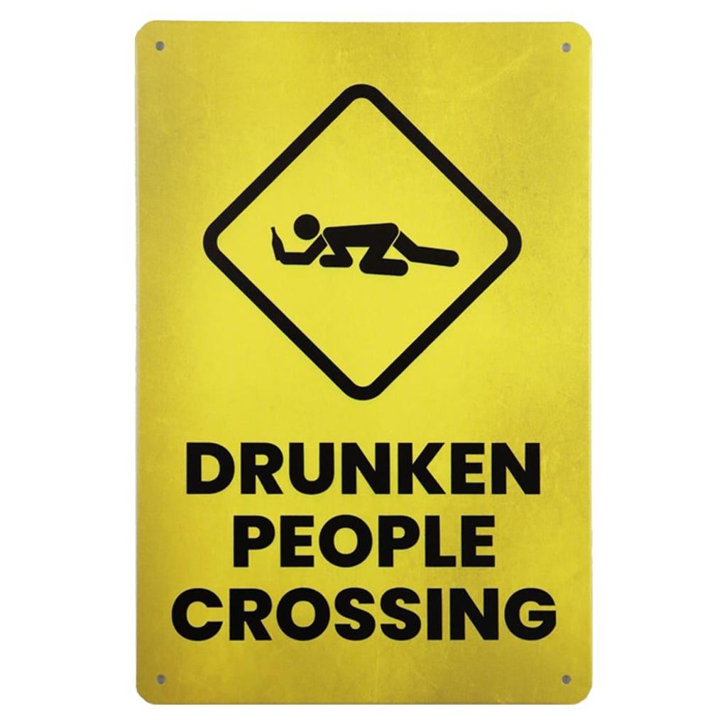 Blechschild Drunken People Crossing - Metallschild - Produktbild 
