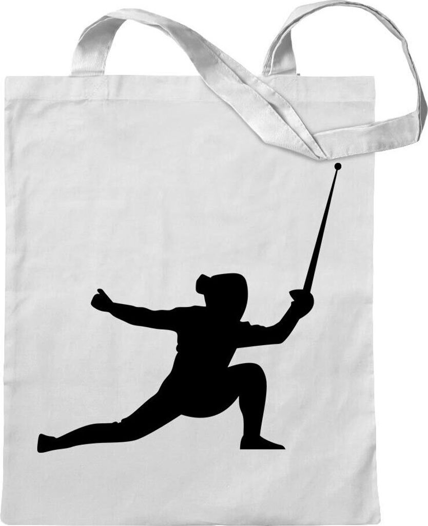 Kiwistar - Baumwolltasche - weiss - Fechten Degen Fechter - Tragetasche Stoffbeutel Umhängetasche Langer Henkel