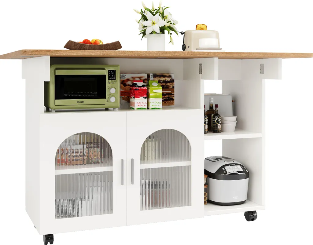 Meuble de Cuisine Mobile avec Rangement et Plan de Travail Extensible - 10