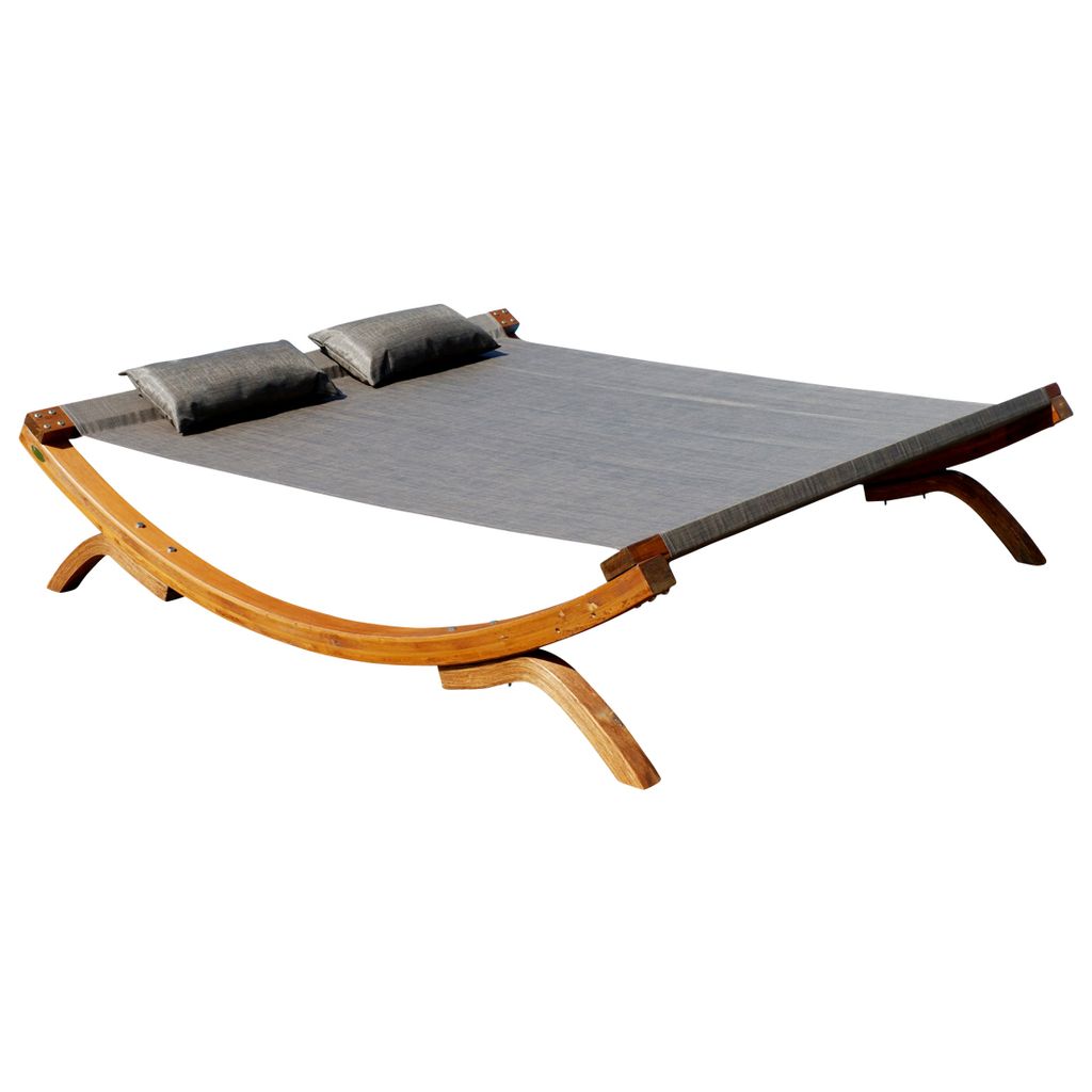 ALEOS. XXL Sonnenliege Doppelliege SAONA-BRAUN/BRONZE OD Holz Lärche extrabreite Liegefläche für 2 Personen