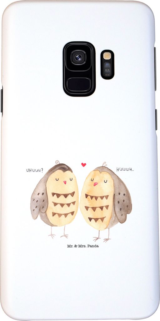 Mr. & Mrs. Panda Samsung Galaxy S9 Handyhülle Eulen Liebe - Weiß - Geschenk, Handy Schutzhülle, Hülle, Paar, All You Need Is Love, Eule, Cover,...