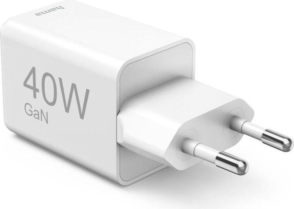 Schnellladegerät, GaN, 2x USB-C, Super-Mini-Ladegerät, PD, 40 W, Weiß (00201989)
