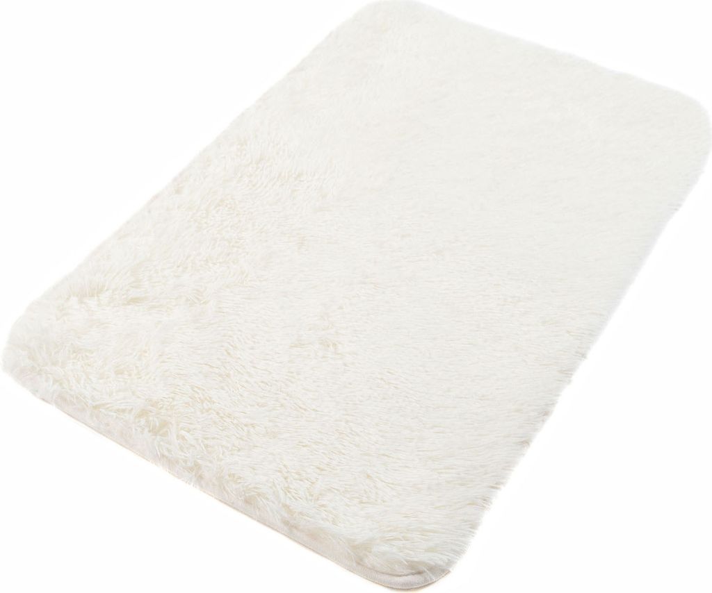 Teppich Badematte Badezimmer Shaggy Hochflor Langflor Rutschfest Ecru Microfibra 60 x 100 cm