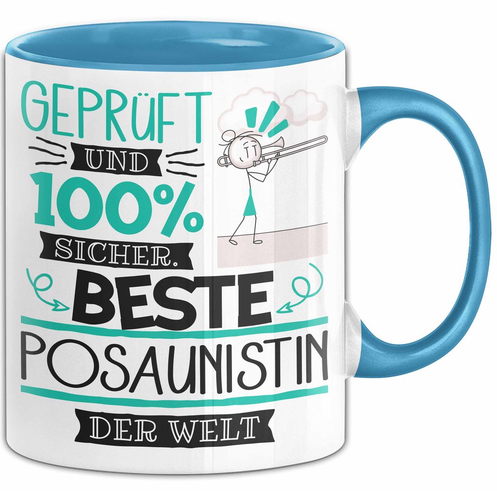 Beste Posaunistin Der Welt Tasse Geschenk für Eine Posaunistin Und Sicher Geschenkidee Geburtstag Weihnachten (Blau)