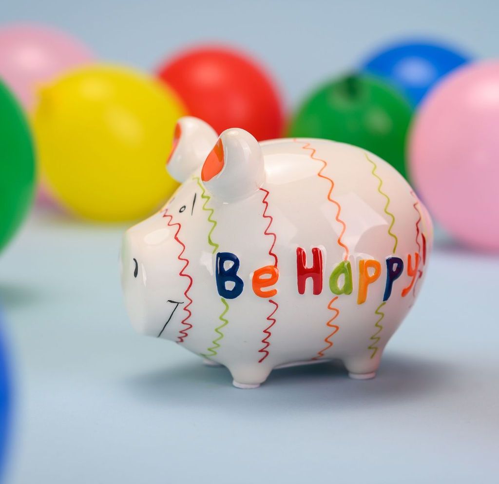KCG Sparschwein klein Be Happy Keramik 12,5x9x9 cm