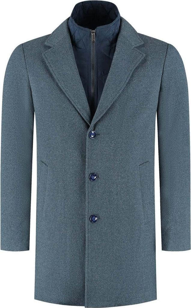 GENTS - Mantel Windfänger meliert blau-grau - Polyester - Blauw - Größe 50/50