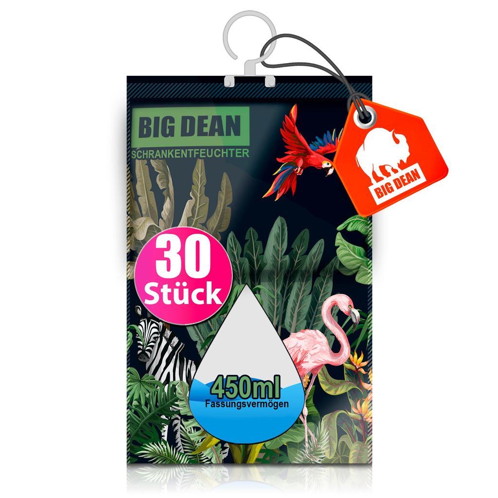 BigDean 24 Stück Luftentfeuchter Kleiderhaken Blau 450 ml – Kleiderschrank Entfeuchter zum Aufhängen – bis zu 60 Tage mit Wasserauffang Beutel
