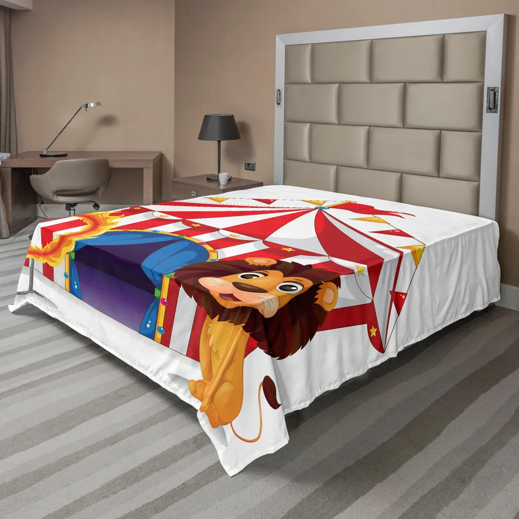 Drap plat cirque ABAKUHAUS motif lion et cerceau de feu 266 x 260 cm