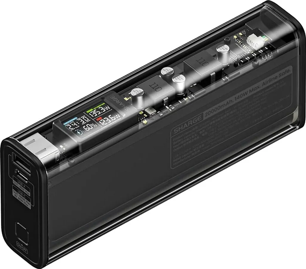 Batterie Externe Shargeek 140 20 000 mAh Sharge X1i-B Noire Haute Performance