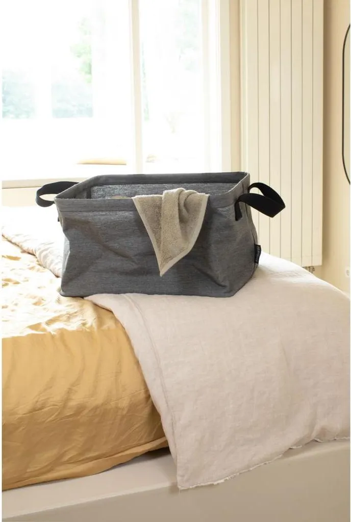 Panier à linge 35L pliable et compact - Bac à linge robuste en noir - 10