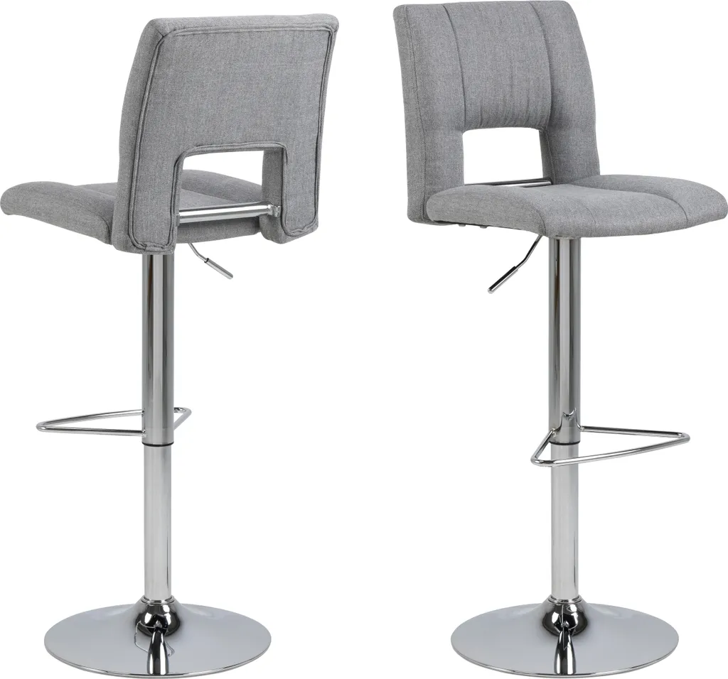 Barhocker Sylvia Lot de 2 Tabourets de Bar Gris en Polyester et Acier