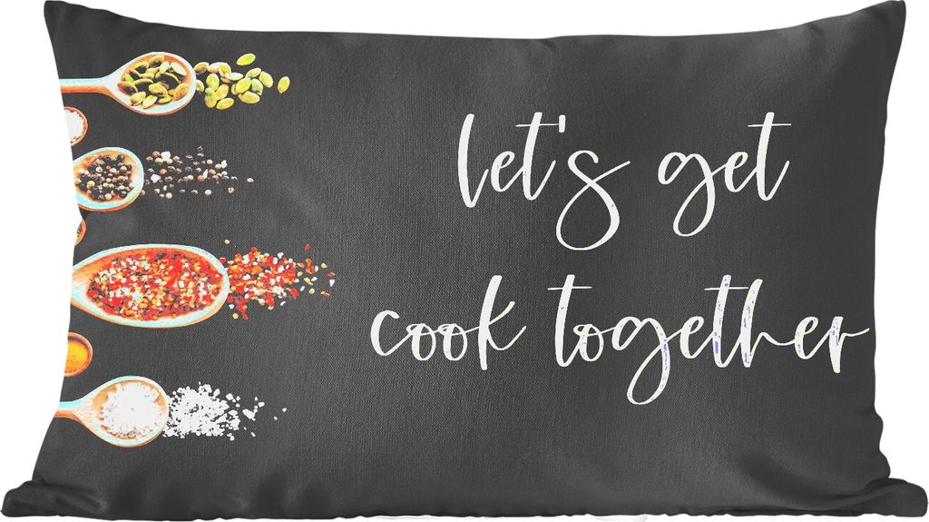 MuchoWow Zierkissen Sofakissen Wohnzimmer Dekokissen 60x40 cm Lass uns gemeinsam kochen - Kochen - Zitate - Sprichwörter - Kopfkissen - Polster ...