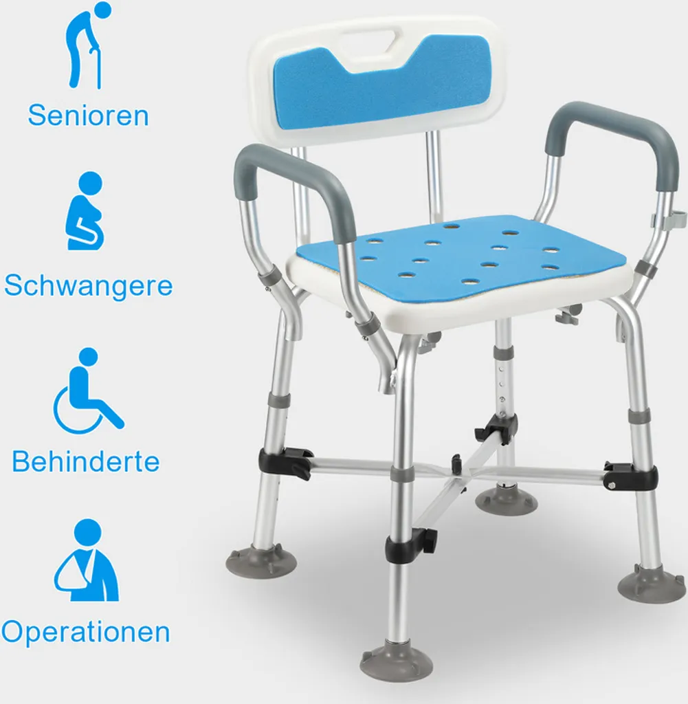 Offerta Sgabello Doccia Yakimz 180kg: Sedia Sicura con Braccioli e Schienale - 4