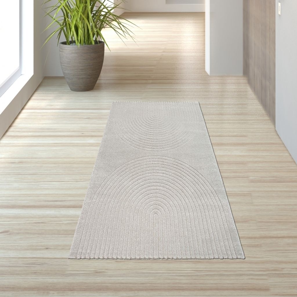 Wohnzimmer Schlafzimmer Teppich elegant einfachem Bogenmuster Grau Größe - 80 x 150 cm